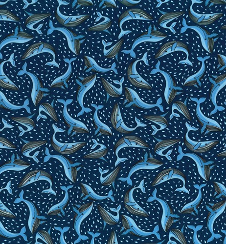 Polycotton craft fabric whale - polycotton,