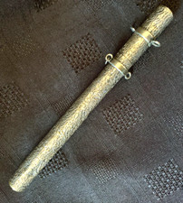 Vintage White Metal Chatalayne Crochet Hook Implement Holder Sewing