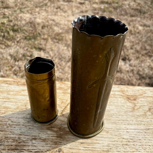 Wwi trench art pair brass - art,
