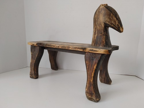 Vintage folk art wood - folk, horse