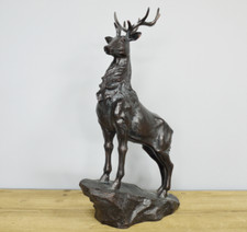 Stag on Plinth Ornament Decoration Deer Animal Sculpture