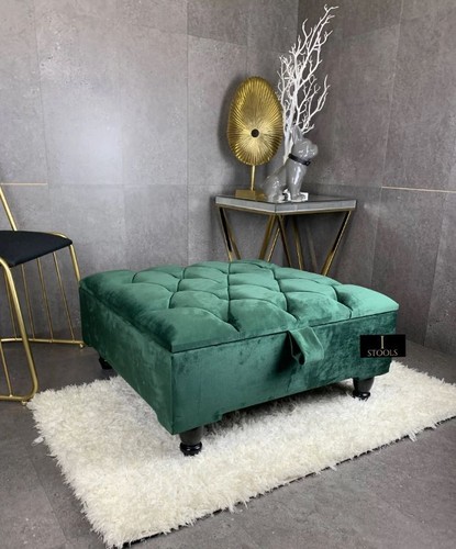 Square velvet ottoman - square,