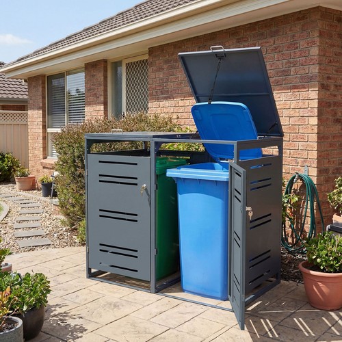 Outdoor metal garbage bin - metal,