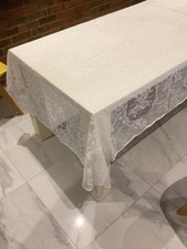 Vintage   Machine Lace Tablecloth 75” x 56” (H)
