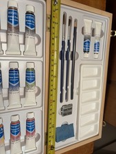 Vintage Reeves Watercolour Paint Set Wood Box Artist Brush Pencil Eraser