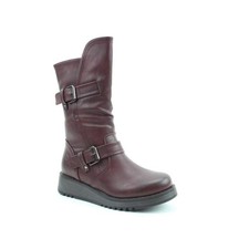 HEAVENLY FEET - Hannah4 | Ladies/Womens Relaxed Zip up Mid Calf Boot Burgundy