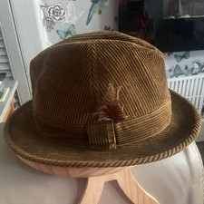 Mens Vintage Brown Cord Trilby
