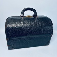 VINTAGE GLADSTONE BAG SCHELL DOCTORS MEDICAL BLACK LEATHER TOP GRAIN COWHIDE