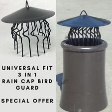 Chimney Bird Cage Guard Rain Cap Anti-Down Draught Fire Roof Cowl 3in1 Hood