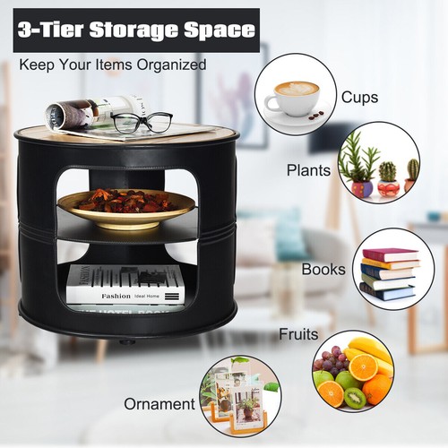 Rustic storage side table - side,