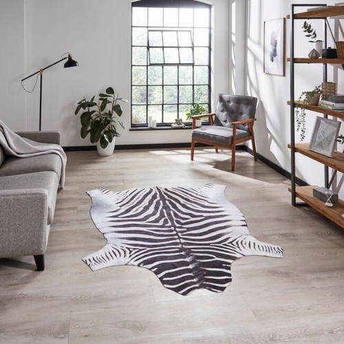 Black white faux sheepskin - black/white,
