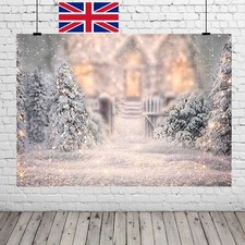 Merry Christmas Tree Backdrop Snow Background Party Photo Scene Studio Props M