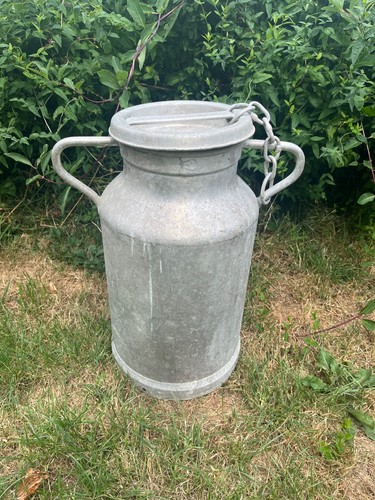 Vintage aluminium milk churn - milk,