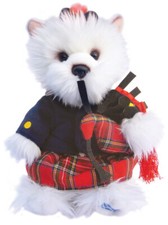 West Highland Terrier teddy WESTIE soft toy Scottish Tartan Piper dog teddies