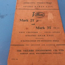 VILLIERS ORIGINAL 1960 2T & 3T OPERATING & PARTS BOOK !!