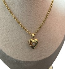 Small 9ct Love Heart Locket With Crystal Rhinestone Photo Locket Keepsake Memory