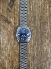 Vintage Enicar Sherpa D 600 Automatic Mens Watch, Blue Dial, Cal. AR 165