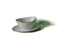 (17) Gravy Boat with Plate One Piece Seltmann Weiden Monika Gold Rim 19330