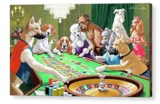Dogs Playing Roulette by Arthur Sarnoff Famous Canvas/ Photo / Fine Art Print 