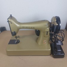 Singer 98K Electric Sewing Machine 1963 EV487591 Gold Black. Tested Works 286k 