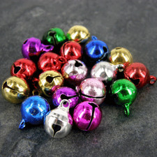 Jingle Bells Coloured Mixed  Gold  Silver Red Green  Charms Card Craft  40 Bells