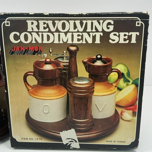 Revolving wooden condiment set - revolving,