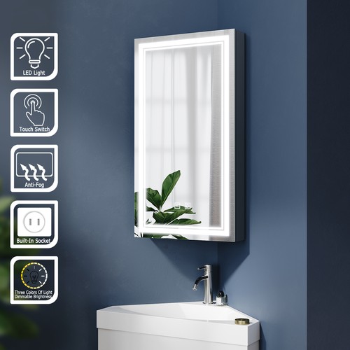 Black corner bathroom mirror - black,