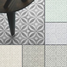 Cement Tile Effect Cushioned Sheet Vinyl Flooring Kitchen & Bathroom Lino Roll