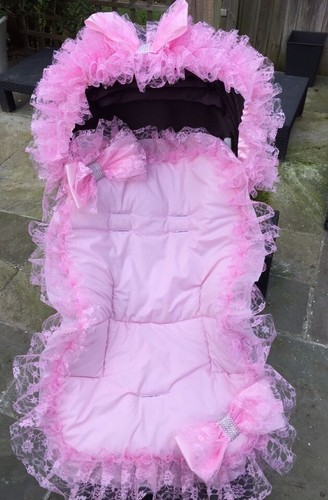 Pram pushchair pink frilly - pram/pushchair,
