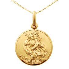 9ct Gold St Christopher Pendant Necklace with 18" 9ct gold chain and gift box