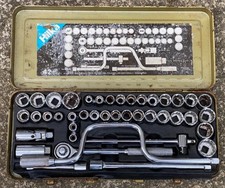 Genuine Vintage Hilka 1/2" Drive Socket Set Metric & AF in Metal Case Complete