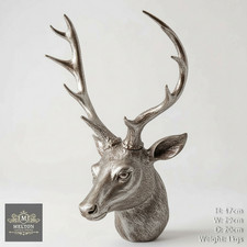 Silver Stag Head Deer Wall