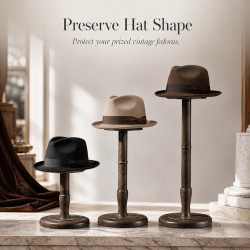 Wooden hat display stand with - wooden,