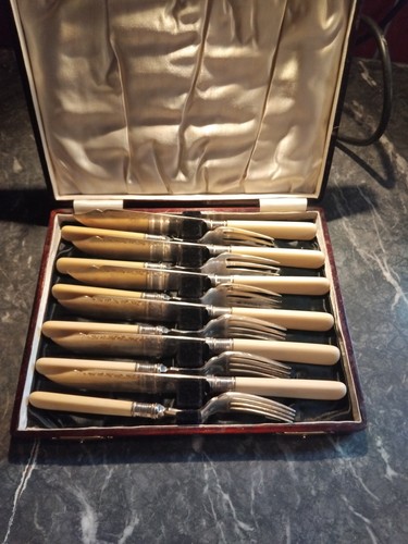 Vintage cutlery set with case - set,