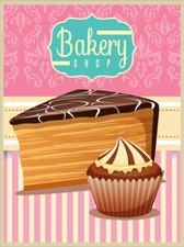 Bakery Shop Cakes Vintage Retro Metal Sign