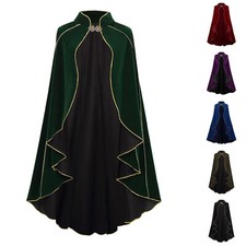 Gothic Stand-up Collar Cloak Medieval Retro Court Velvet Cape for Adult Cosplay/