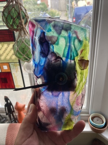 Fused glass art clock - fused,