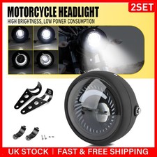 Universal 2PCS 6.5" LED Motorcycle Headlight Housing Spiral White High/Low Beam