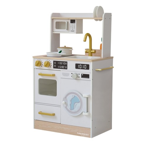 Wooden play kitchen with - play,