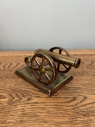 Vintage brass cannon - on, base