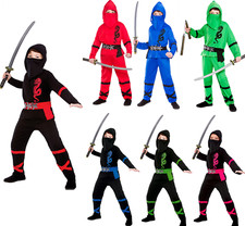 Ninja Costume Boys Girls Power Ninja Fancy Dress Outfit Martial Arts Sports Hall