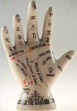 Temerity Jones Porcelain Crackle Phrenology Palmistry Hand 