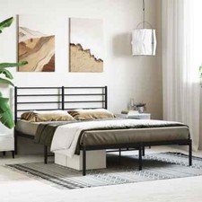 Metal Bed Frame with Headboard Black 150x200 cm King Size vidaXL