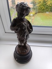 VINTAGE SPELTER FIGURE ALLEGORICAL OF WAR CHERUB HOLDING SHEILD MISSING PIECE
