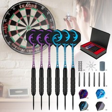 6 Pack 24g Professional Tungsten Darts Tip Set Steel Shaft 12 Flights Boxed