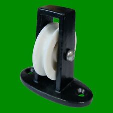2x Black Single Nylon Wheel Mountable Across Washing Line Steel Pulley, Laundry