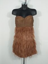 ZARA bronze strapless dress, silky bodice, feather skirt, size L - BNWT