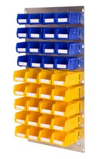 Louvre Panel Bin Kit 19 - Galvanised Steel with 36 Strong Rhino Tuff Parts Bins