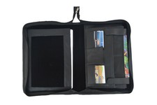 Portfolio Black Leather Padfolio Business Organizer A4 Folder Notepad Zipper Bag