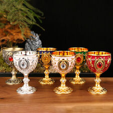 Embossed Vintage Metal Wine Cup European Style Goblet Medieval Wine Glasses Gift